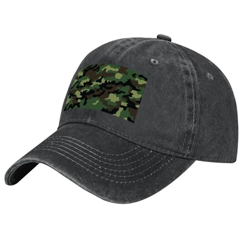 Vintage Baseball Cap Cotton Adjustable Dad Hats Washed Cowboy Hat Green Military Camo Trucker Hat for Men Women - color: Washed Black-style