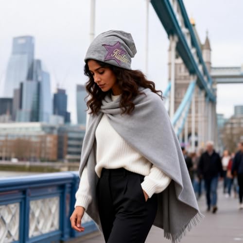 Y2K Slouch Hat Star Beanie Hat Grunge Accessories Winter Warm Cap Retro Design Knit Beanie for Women Men - color: Light Grey