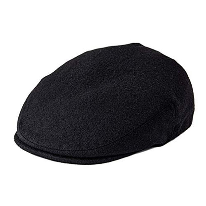 FEINION Men's Wool Tweed Newsboy Ivy Cap Gatsby Golf Flat Hat - color: Black, size: 7 3/4