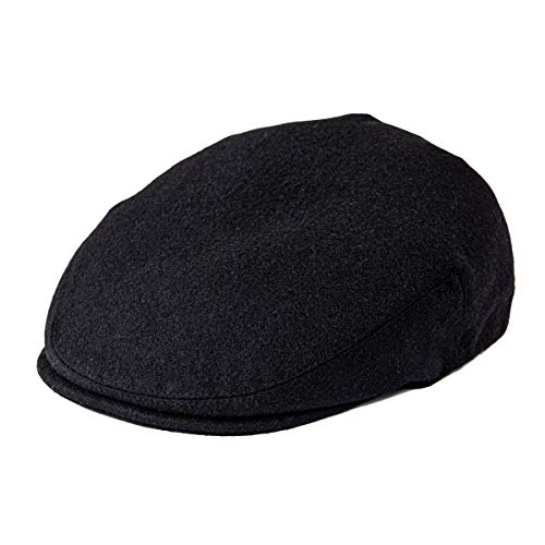 FEINION Men's Wool Tweed Newsboy Ivy Cap Gatsby Golf Flat Hat - color: Black, size: 7 1/2