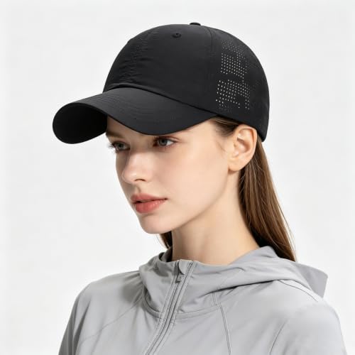 Cmonie 3Pcs Quick Dry Baseball Hat Breathable Sport Cap - color: 3pcs-black&white&gray-e