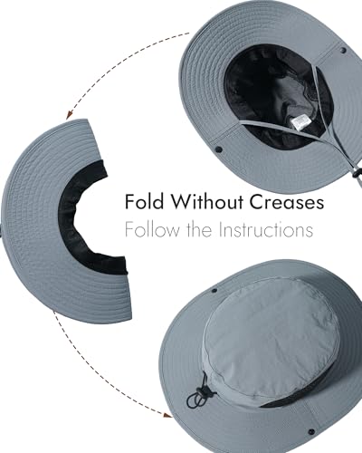 Sun Hats for Men Women UV Sun Protection Waterproof Wide Brim Bucket Hat - color: Grey Blue
