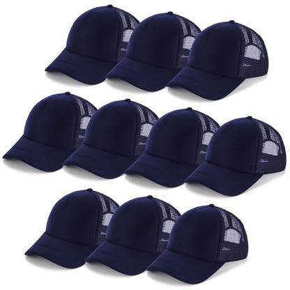 Ultrafun 10 Pack Trucker Hat Mesh Sublimation Blank Hats Adjustable Baseball Caps Hats for Men Women - color: Navy