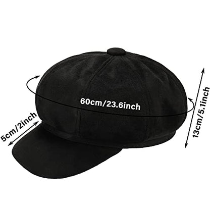 Newsboy Cabbie Baker boy hat Beret Cap for Women Pageboy Visor Paperboy Hat Sailor Fiddler Hat Adjustable - color: Black Tweed