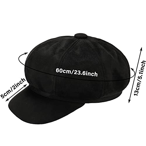 Newsboy Cabbie Baker boy hat Beret Cap for Women Pageboy Visor Paperboy Hat Sailor Fiddler Hat Adjustable - color: Black Tweed