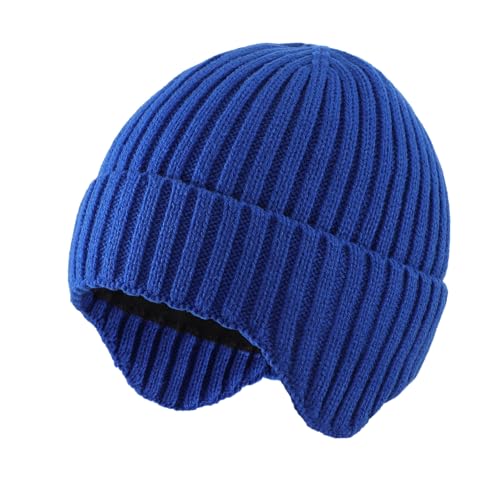 Home Prefer Baby Winter Hats for Boys Girls Kids Toddler Beanie with Earflaps Fleece Lined Knitted Beanie for Cold Weather - color: Bright Blue, size: 1-3T