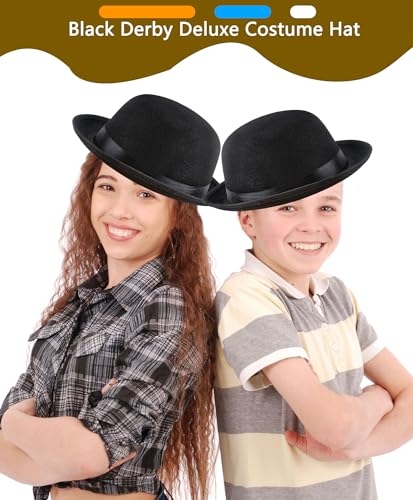 4 Pack Kids Bowler Hats Black Derby Hat Bowler Top Hat Costume Accessories for Child Boys Girls Halloween Party Dress up