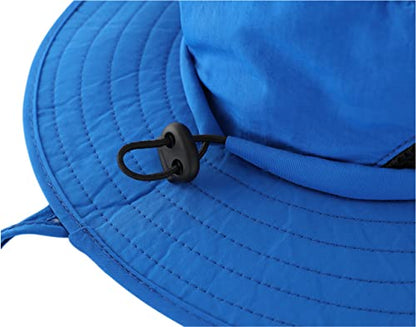 Kids Sun Protection Hat Quick Dry Adjustable Wide Brim Bucket Hat for Boys Girls Summer Fishing Hiking - color: Blue