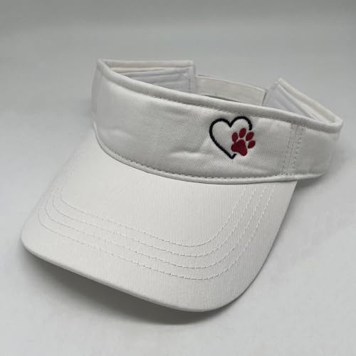 Embroidered Adjustable Sun Visor for Women Men Outdoor Golf Tennis - color: Dog Paw Heart/White