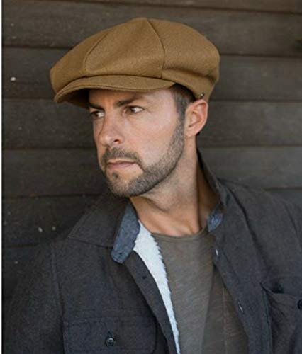 Oversized Men's Super Big 100% Wool 8 Panel Applejack Newsboy Cabbie Gatsby 20 Generation Hats (Not a Regular Apple hat) - color: Solid Khaki