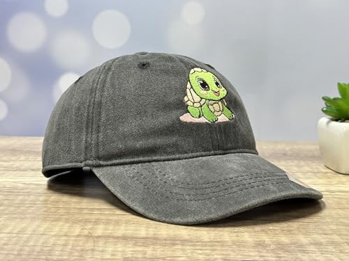 Adjustable Embroidery Animal Baseball Hat for Kid Toddler Child - color: Turtle (Washed Black)