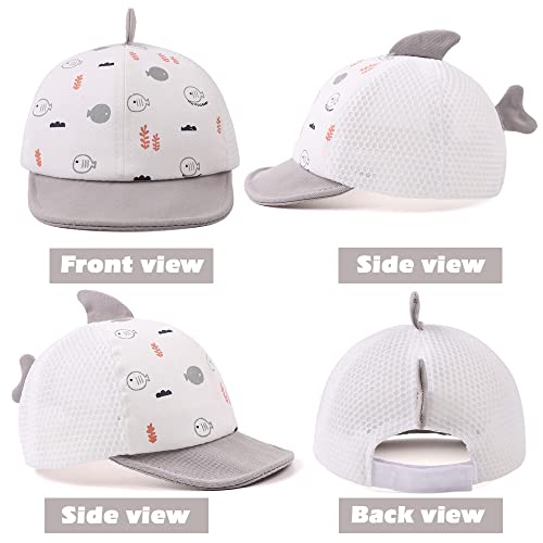 JANGANNSA Baby Duck Cap Infant Kids Sun Hat Bear Cute Cartoon Caps Spring Summer - color: Mesh Gray Shark, size: 3-18 Months