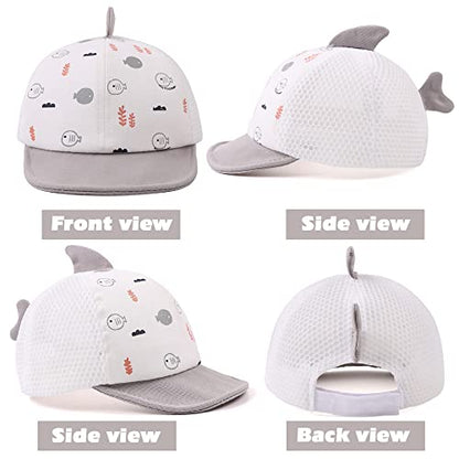 JANGANNSA Baby Duck Cap Infant Kids Sun Hat Bear Cute Cartoon Caps Spring Summer - color: Mesh Gray Shark, size: 3-18 Months