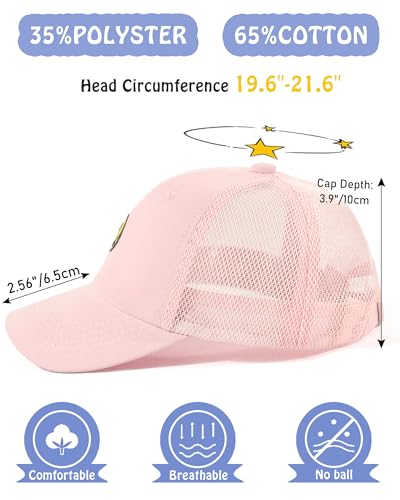 SONMONY Toddler Hat Smile Face Kids Baseball Cap Adjustable Cute Hat 3-12Y - color: Mesh-pink