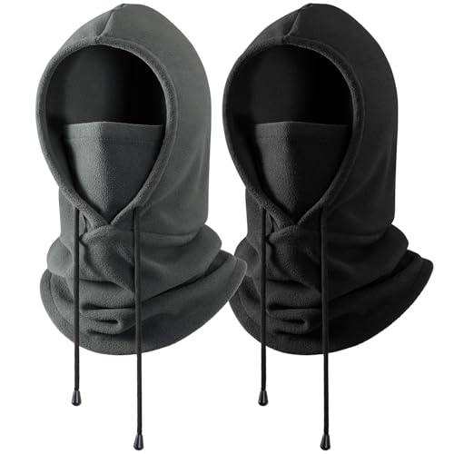 Winter Balaclava Ski Face Mask: Men Women Warm Windproof Face Cover Hat - color: Black & Grey-2 Packs