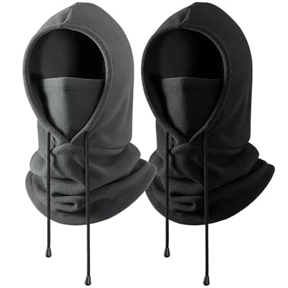 Winter Balaclava Ski Face Mask: Men Women Warm Windproof Face Cover Hat - color: Black & Grey-2 Packs