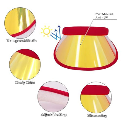 Surkat Women Sun Visors Hologram Wide Brim Thicker Sweatband UV Protective Sportswear Visors Sunhat - color: Red Gold