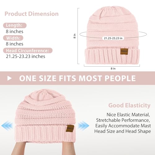 ZOORON Womens Winter Hat Slouchy Beanies for Women Cable Knit Beanie Hats - color: 1pack- Pink
