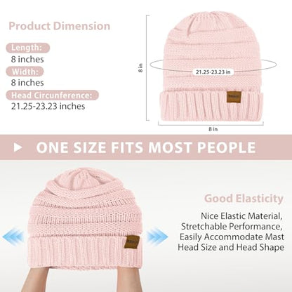 ZOORON Womens Winter Hat Slouchy Beanies for Women Cable Knit Beanie Hats - color: 1pack- Pink