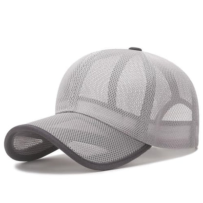 Unisex Full Mesh Baseball Cap - Quick-Dry Adjustable Sun Hat Summer Breathable Dad Cap for Outdoor Sports - color: Light Grey