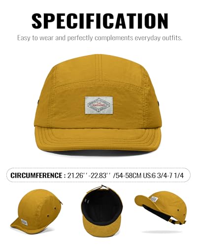 Croogo Short Brim Hat for Men Nylon Quick-Dry 5 Panel Running Baseball Cap - color: Darkyellow