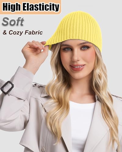 ROYBENS Wool Beanie for Men Women, Seamless Knit Warm Winter Hat Skull Caps - color: 1pcs-bright Yellow