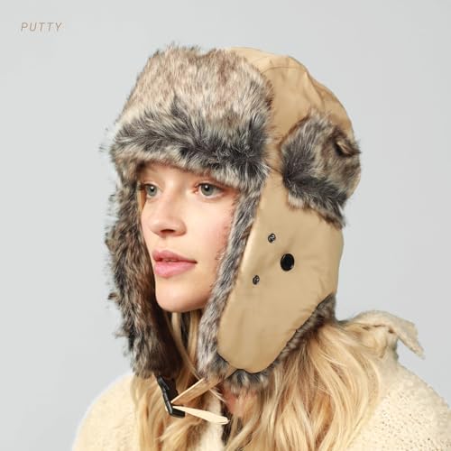 Waterproof Winter Trapper Ushanka Hat Ear Flap Chin Strap, Russian Style - color: Arctic (Tan)