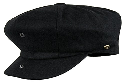Men's Classic 8 Panel Wool Blend Newsboy Snap Brim Collection Hat - color: Black, size: X-Large