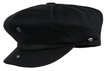 Men's Classic 8 Panel Wool Blend Newsboy Snap Brim Collection Hat - color: Black, size: X-Large