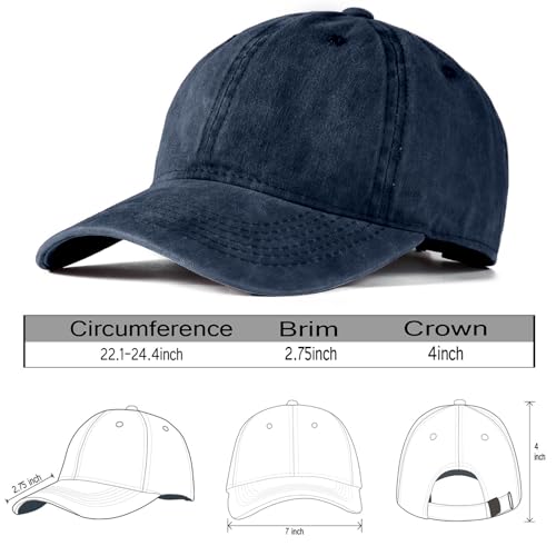 Edoneery Baseball Cap for Men and Women, Low Profile Washed Cotton Dad Hat - color: Navy-1