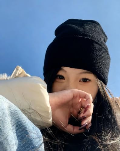 HIWIND Beanie for Men Women Knit Cuffed Winter Beanies Skull Cap Hat - color: Black