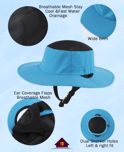 Home Prefer Surf Bucket Hat with Chin Straps Snorkel Hole for Men Women - color: Sky Blue