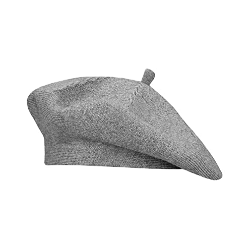 Gllutt Beret Hat French Style Stretchy Knitting Solid Color Both Side Usable - color: Grey