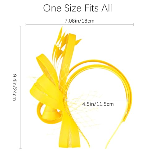 Fascinators Hats for Women, Fascinator Headband Tea Party Hat - color: Yellow