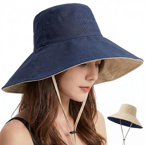 FaroDor Women's Reversible Bucket Hat UV Protection Packable Travel Cap Wide Brim Sun Hats 2026 - color: 3navy Blue