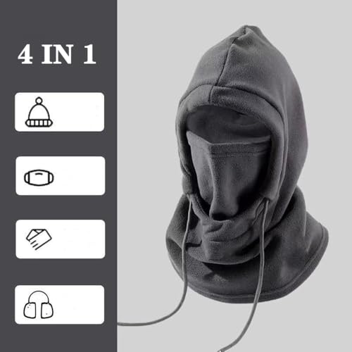 Winter Fleece Ski Mask for Men Women Balaclava Face Mask Windproof Thermal Hood Winter Full Face Neck Cover Warmer - color: Grey No Logo