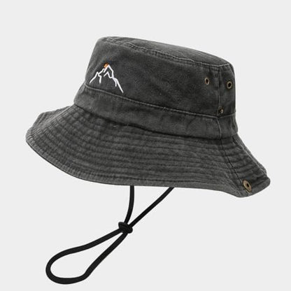 Sun Bucket Hat for Men Women Fishing Beach Safari Trendy Cotton Cowboy Cap for Golf Hiking Hunting Outdoor Boonie - color: Washed Black