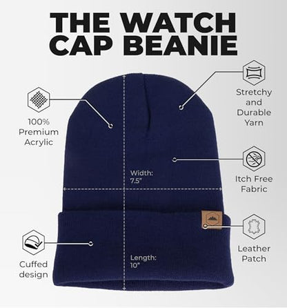 Tough Headwear Beanie Hat - Stretch-Fit Beanie for Men - Insulated Winter Hats for Women - Durable Knit Men’s Winter Cap - color: Navy Blue