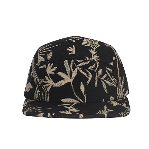 5 Panel Camper Hat | Multi-Color Unique Designs | Caps for Men & Women | Large or X-Large - color: Leaf Black, size: 7 1/4-7 3/8