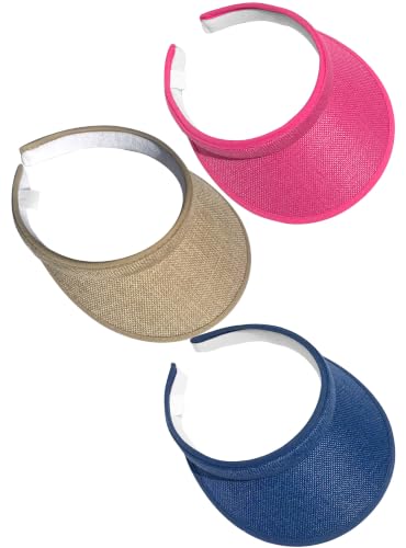 3 Pieces Clip On Visors Women Men Visor Outdoor Sports Golf Hat - color: Rose, Khaki, Navy