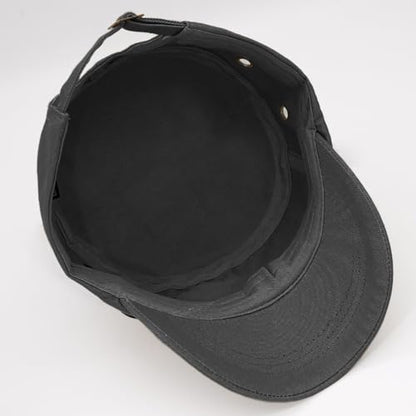 Cadet Army Hat 2 Pieces Flat Top Cap Unisex Military Hat for Women Men - color: Black C + Grey C