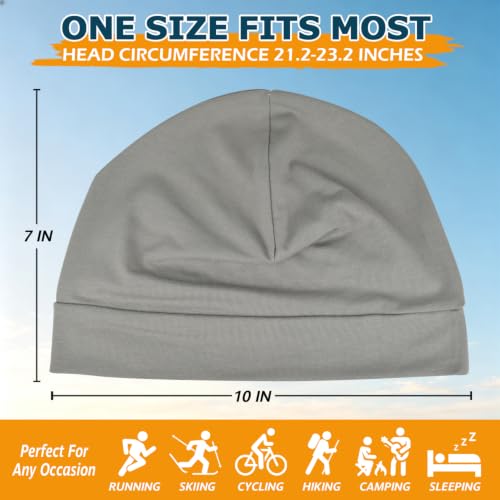 Headshion 100% Cotton Skull Caps Beanie Sleeping Hats for Men Women - color: Pure Grey & Ivory White