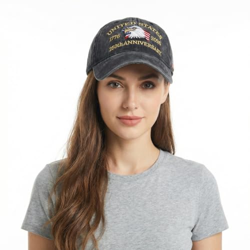 USA 250th Anniversary Baseball Cap Patriotic Embroidered American Hat - color: 1-black