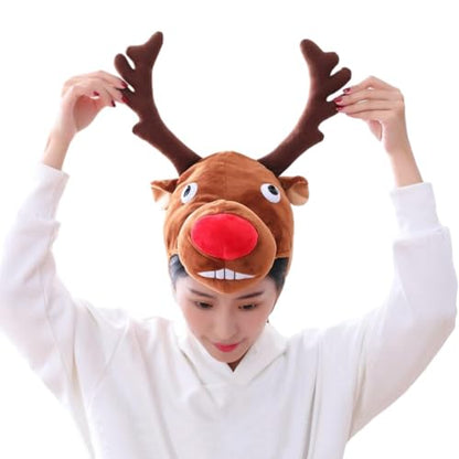 Winter Plush Hat with Horns Faux Fur Animal Trapper Hat Ox Ears Beanie for Halloween Xmas Carnival Cosplay - color: Reindeer
