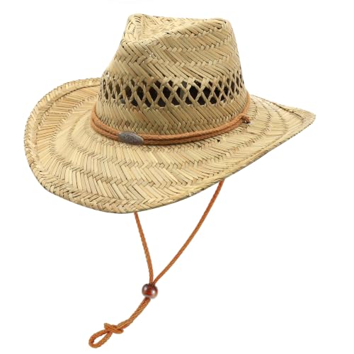 Straw Cowgirl Hat for Women Cowboy Hats for Men Wide Brim Sun Hat Shapeable Western Hat Beach Hat - color: Nature
