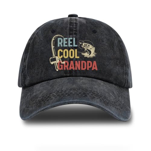 Fishing Adjustable Cotton Baseball Cap, Funny Trucker Hat Gift for Men Women Grandpa Dad Fishing Lover Fisherman - color: Washed Black