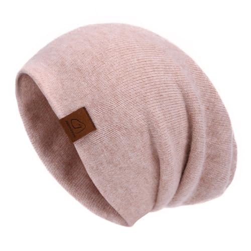 jaxmonoy Slouchy Knit Beanies Winter Hats for Women Men Soft Warm Reversible Slouch Cuffed Skull Knitted Beanie Cap - color: Mixed Pink