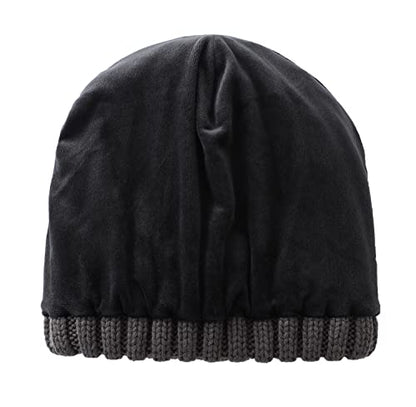 Home Prefer Mens Winter Hat Wool Fleece Lined Knit Beanie Hat Warm Stocking Caps - color: Dark Grey
