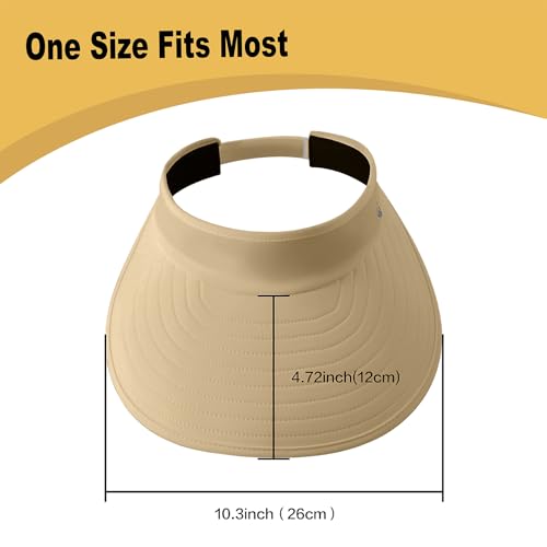 WANDER Sun Visor Hat Wide Brim Packable Large Beach Cap for Women - color: Khaki