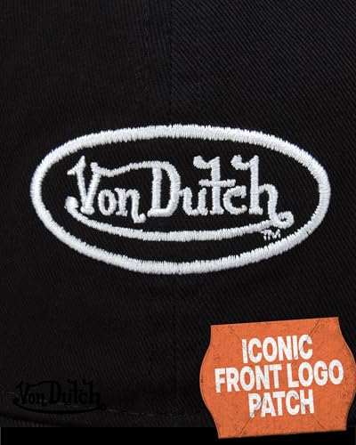 Von Dutch Unisex Cotton Canvas Baseball Cap, Curved Brim, Snapback - color: Black